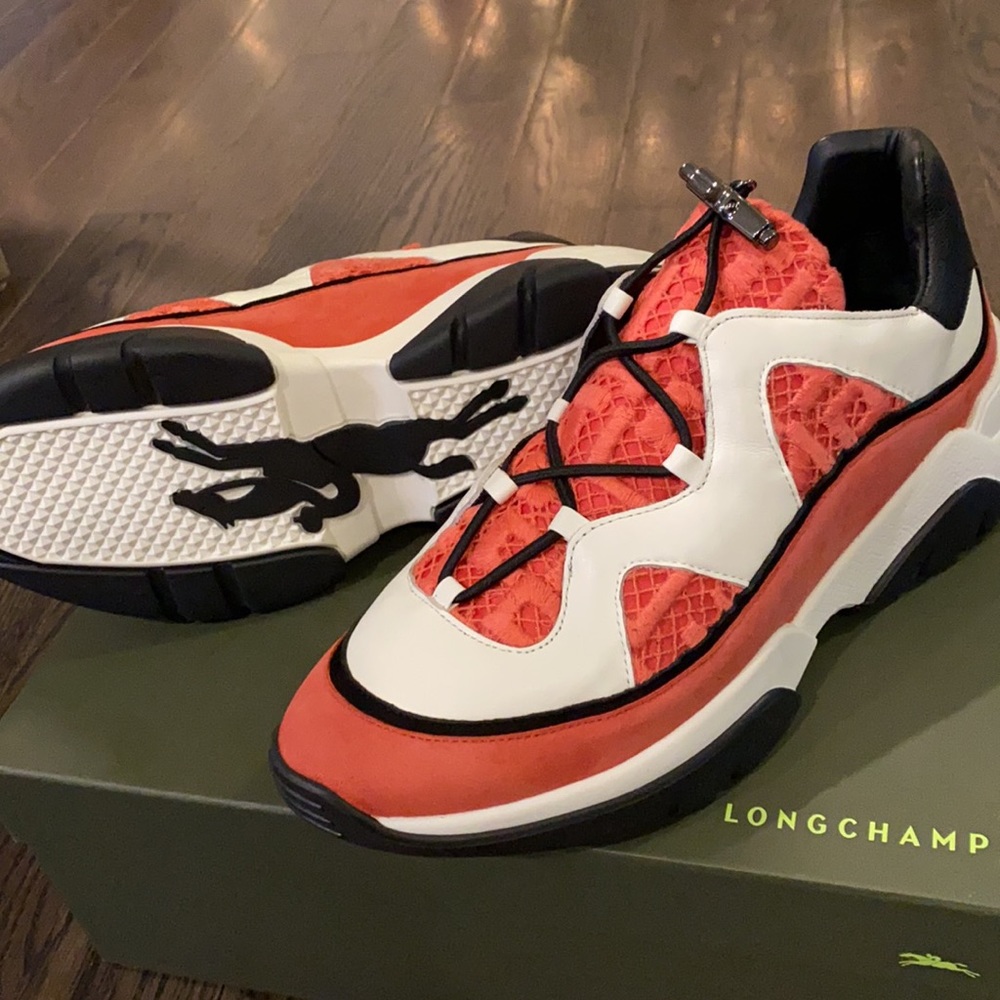 NIB Longchamp Exaggerated Platform Net Tennis Sneaker Copy - Picture 8 of 11
